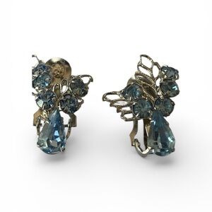 Clip on Blue and Silver Earrings